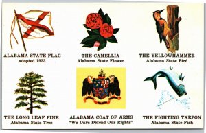 Postcard AL Alabama State Symbols