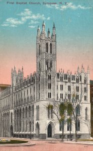 Vintage Postcard 1914 First Baptist Church Parish Cathedral Syracuse New York NY