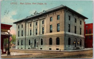 1910's Post Office Fort Dodge Iowa IA Postal Service Office Posted Postcard