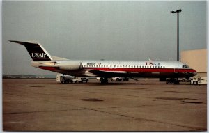 Airplane US Air Fokker 100 Newest Most Advanced Aircraft Postcard