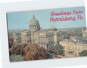 Postcard Main Capitol Building, Greetings From Harrisburg, Pennsylvania