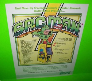 Pac-Man Arcade FLYER Sac-Man Conversion Kit Vintage Retro NOS Promo Artwork