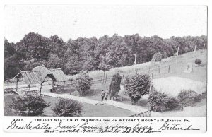 Trolley Station, Weygadt Mountain, Easton, Pennsylvania Postcard, Mailed 1905