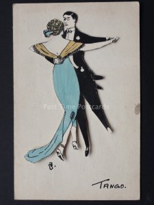 Novelty Postcard THE TANGO Shows a Cut-Out Couple Dancing the Tango c1912