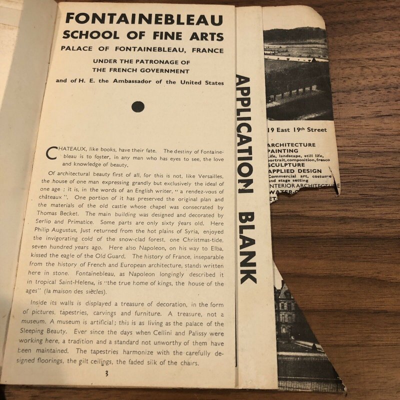 RARE 1936 Brochure Booklet Fontainebleau School Of FINE ARTS - FRANCE - PARIS