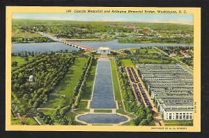 Lincoln Memorial Arlington Bridge Washington DC unused c1939