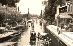 Mexico City Mexico, 1952 Scene Floating Garden Xochimilso, RPPC Vintage Postcard