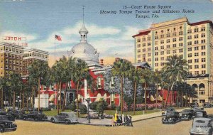 Court House Square Tampa Florida linen postcard
