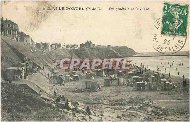 Old Postcard Le Portel (C P) Vue Generale de la Plage