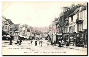 Breteuil Old Postcard Square walking with herbs