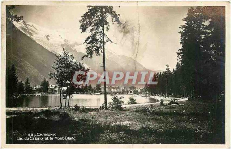 Old Postcard CHAMONIX Lake Casino and the Mon Blanc