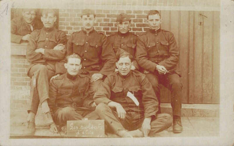 Military Belgian Army Photo World War 1 Soldiers Vintage RPPC 07.69 