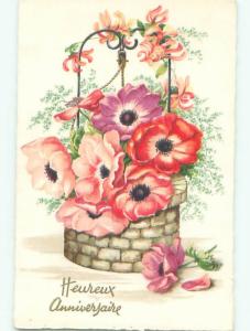 Very Old Foreign Postcard BEAUTIFUL FLOWERS SCENE AA4468