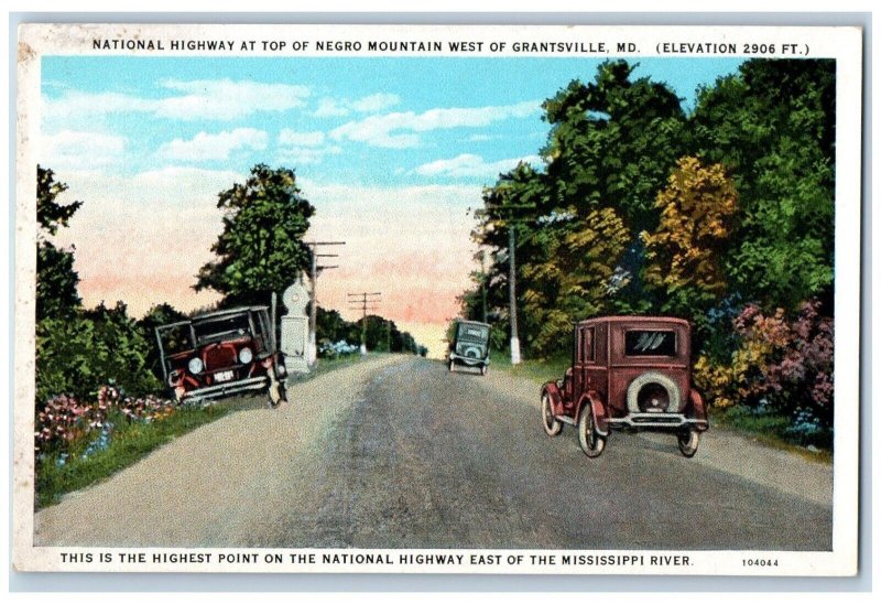 Grantsville Maryland MD Postcard National Highway Top Negro Mountain West c1940