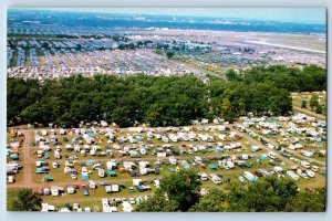 Oshkosh Wisconsin Postcard Campers EAA Fly-In Car Park Aerial View 1960 Unposted