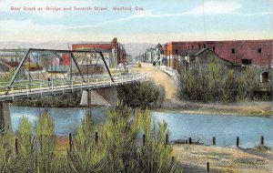 Bear Creek Bridge Seventh Street Scene Medford Oregon 1910c postcard