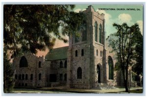 c1910 Congregational Church Exterior Ontario California Vintage Antique Postcard 