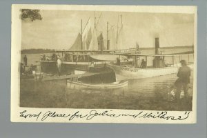 Clear Lake IOWA RP 1906 STEAMBOAT ISLAND QUEEN Steamer Dock SWIMMING BEACH