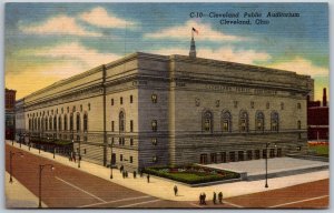 Vtg Ohio OH Cleveland Public Auditorium Hall Theater 1950s View Linen Postcard