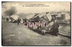 Old Postcard The Crue of the Seine January 30, 1710 Courbevoie The Quay Boat ...