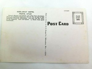 Vintage Postcard Hide-Away Motel Provo's Newest and Finest Provo Utah