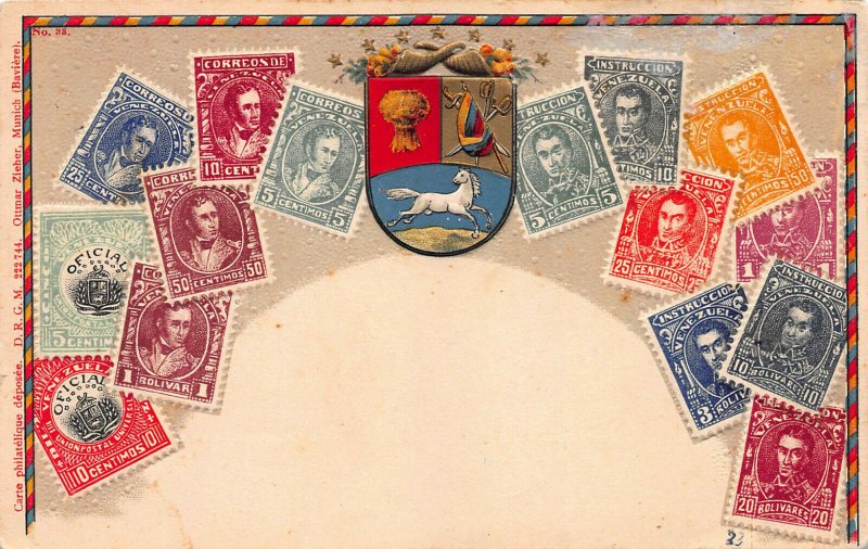 Venezuela, Stamps on Early Embossed Postcard, Unused, Published by Ottmar Zieher