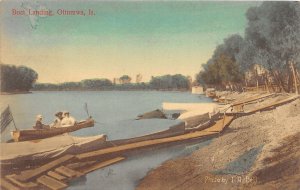 J45/ Ottumwa Iowa Postcard c1910 Boat Landing People Flag  243