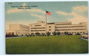 Veterans Administration Hospital Phoenix Arizona AZ US Flag Vintage Postcard C10