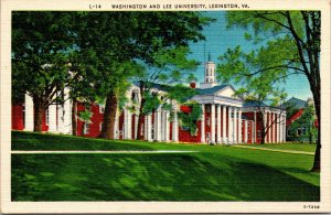 Vtg 1930s Washington & Lee University Lexington Virginia VA Linen Postcard