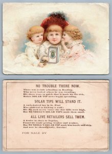 VICTORIAN TRADE CARD MUNDELL'S SOLAR TIPS antique