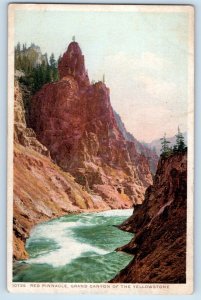 c1920 Yellowstone Wyoming Vintage Postcard Red Pinnacle Grand Canyon Lake River
