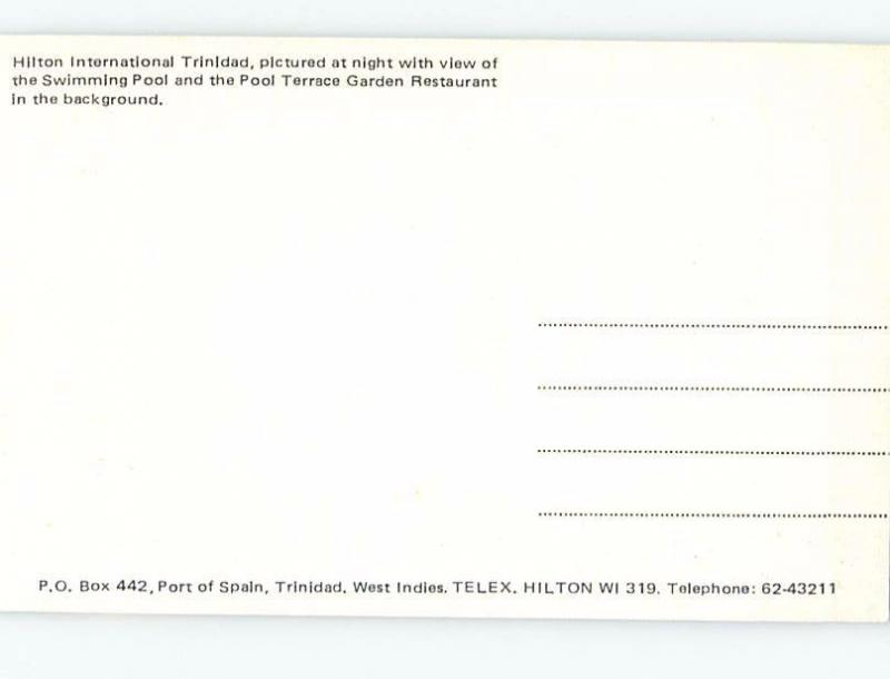 Unused Pre-1980 HILLTON HOTEL Port Of Spain Trinidad And Tobago F6201