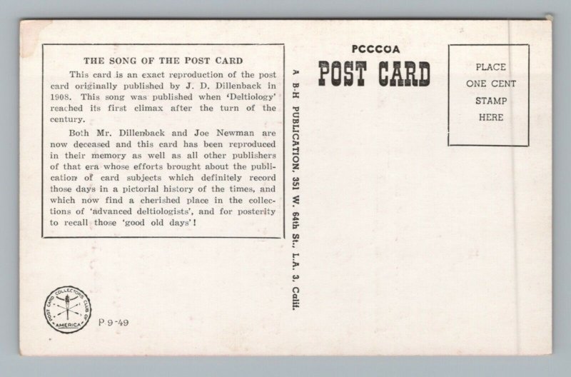 The Song of the Post Card Repro Vintage Postcard 