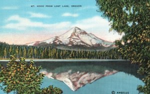 Vintage Postcard Mount Hood From Lost Lake Vacationland Mountain Oregon E. C. K.