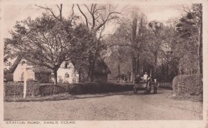 Farm Tractor & Farmer at Earls Colne Station Road Essex Old WW1 Postcard