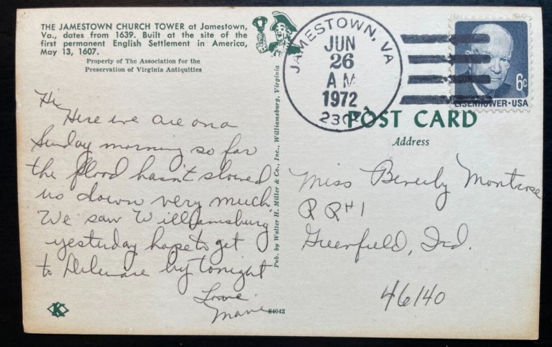 Vintage Postcard 1972 The Jamestown Church Tower, Jamestown, Virginia