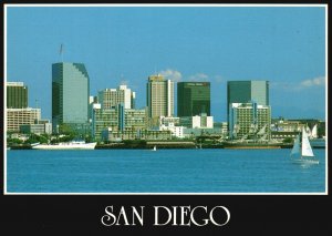 Vintage Postcard San Diego City Sailboat Crossing The Bay California CA