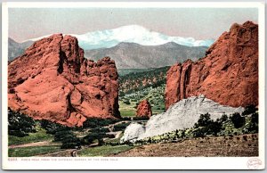 Pikes Peak From the Gateway Garden of the Gods Colorado CO Rocks Postcard