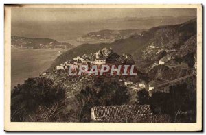 Old Postcard Eze Vue Generale Taking the Road of the Grande Corniche