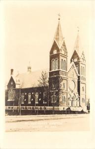 Hoven South Dakota~St Anthony Church Exterior~Stained Glass Windows~1950s RPPC