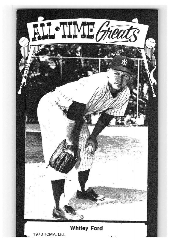 1973 Whitey Ford New York Yankees All Time Tcma Greats Postcard b & w Hof Vg-Ex 