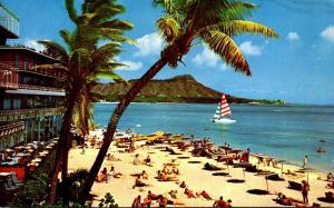 Hawaii View Of Diamond Head From Waikiki Beach 1965