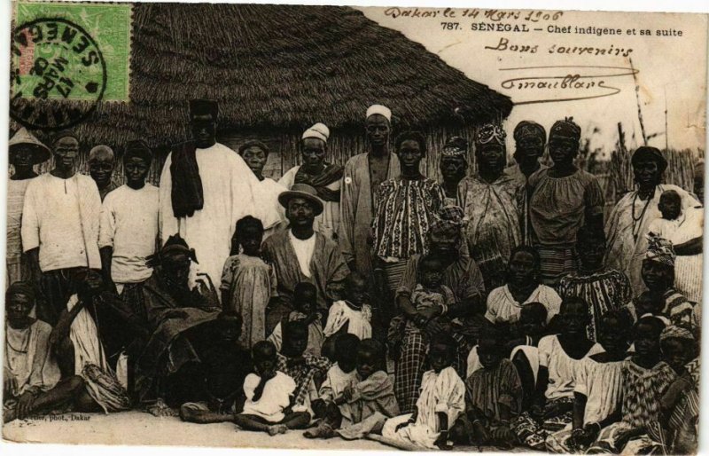 CPA AK Senegal Fortier 787. Sénégal-Chef indigéne et sa suite (235162)