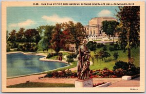 Cleveland Ohio OH, Sun Dial at Fine Arts Gardens, Severance Hall, Postcard