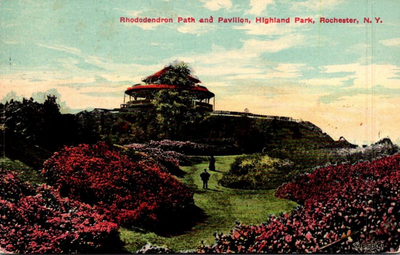 New York Rochester Highland Park Rhododendron Path and Pavilion 1913