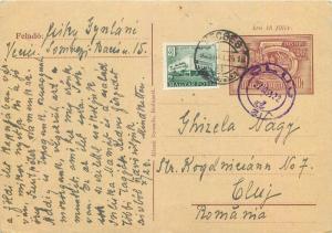 Hungary correspondence postal stationery post card Budapest via Cluj 1955