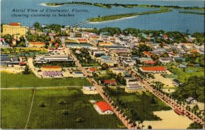 Aerial View Clearwater FL Causeway to Beaches Vintage Postcard H78