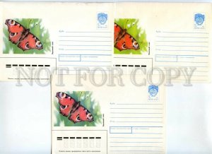 440729 USSR 1990 year Isakov peacock butterfly postal COVERS color difference