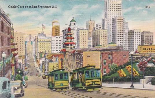 Cable Cars On A San Francisco Hill California 1951