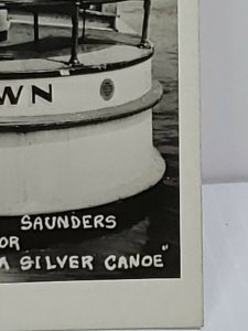 Postcard Don Saunder Ship Dawn Moon is Silver Canoe Boat La Crosse Wisconsin 769